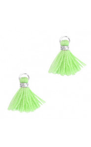 Mini Tassel 1.2cm - Silver-neon mint green